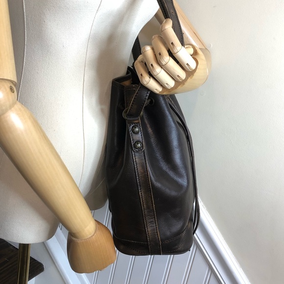 Patricia Nash Bags Patricia Nash Brown Leather Drawstring Bucket Bag Adjustable Shoulder